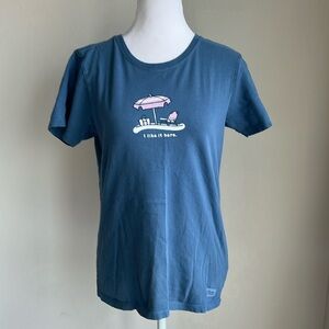 Life is Good women’s denim blue short sleeve teeshirt